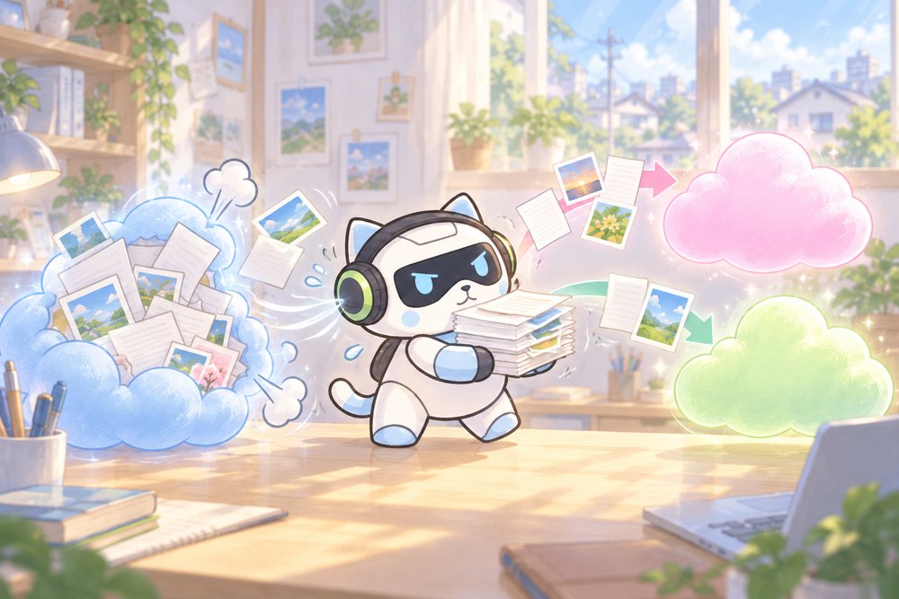 いっぱいのデータを別の無料サービスに分けるナビ助